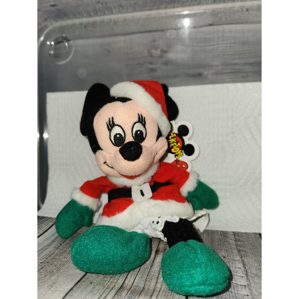 Disney Store Mini Bean Bag Santa Minnie Mouse Plush NWT